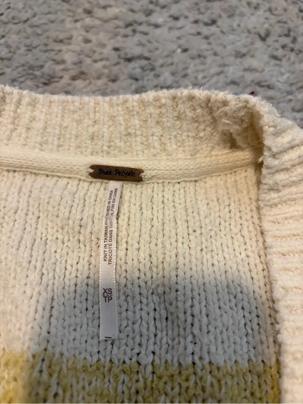 Free People Grains Combo Striped Cardigan Sweater XS NWT $148 Boho Chunky Knit